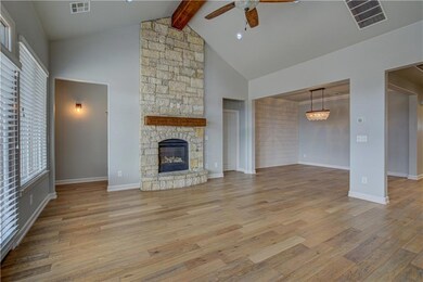 Rock Fireplace and Hearth Floor to Ceiling, Gas Lo