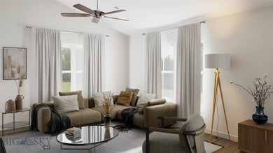 Rendering of Cedar plan living room showing