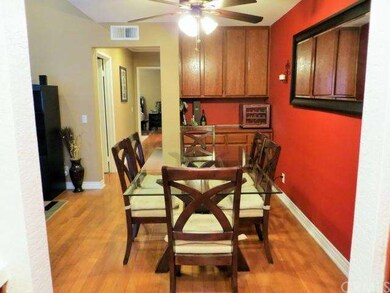 The dining area and hallway that leads to the mast