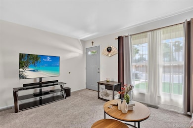 Family room is flooded with natural light.