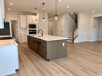 Kitchen featuring a sink, light wood-style floors,