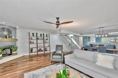 Beautiful hardwood floors in this open