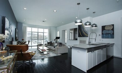 Open concept living room and kitchen with a large