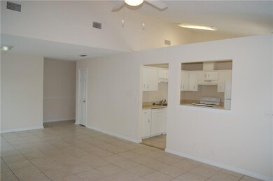 Living room looking into kitchen