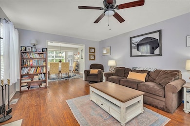 Living room which opens up to the formal dining ro