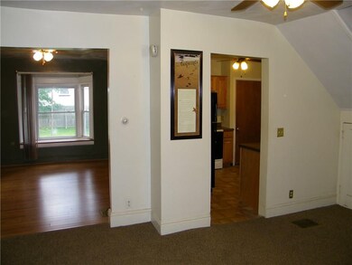 View from the living room into the dining room and