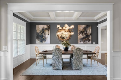 Dining area with a decorative wall, a healthy amou