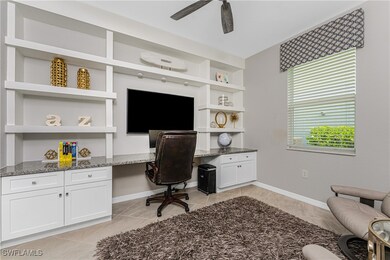 Office space with built in study area, a ceiling f