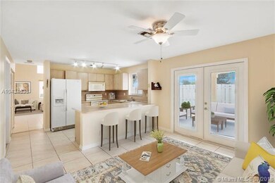 Kitchen opens to family room.