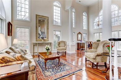 The two story windows in the living and dinning br