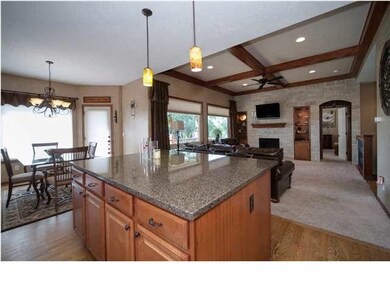Kitchen overlooks the living room for a great room