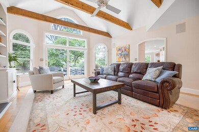 Vaulted family room off the kitchen with fireplace