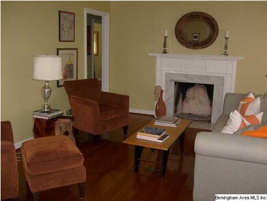 Living room with lovely hearth