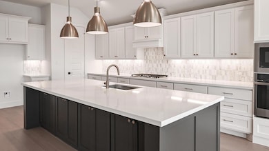 Kitchen with a sink, wood finished floors, decora