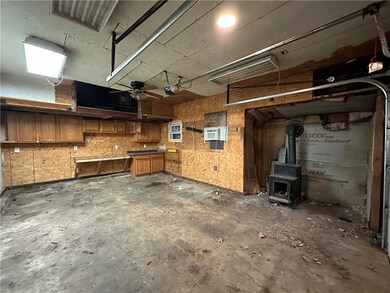 Garage with wood stove