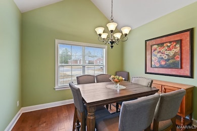 Vaulted ceiling in dining room