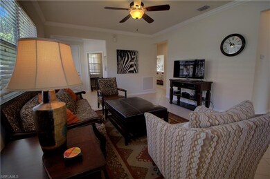 great room with crown molding