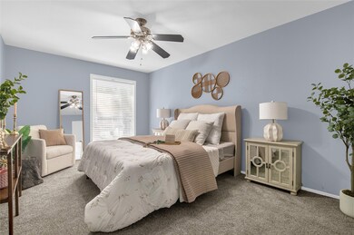 Primary room easily fits a king bed.