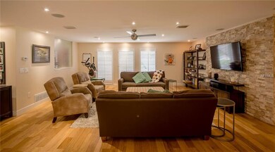 LED can lights along with plantation shutters and 