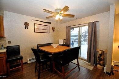 Dining area with sliding door