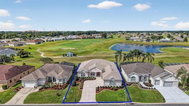 Aerial Front Elevation with Property Lines and Golf and Water Views