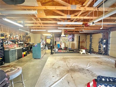Garage with a workshop area