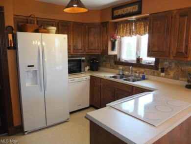 Kitchen has new tile backsplash.