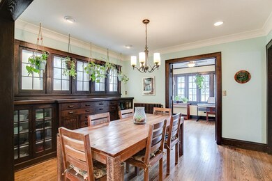The large formal dining room boasts a massive buil