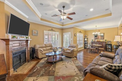 Living Room: Engineered wood floor, wood burning f