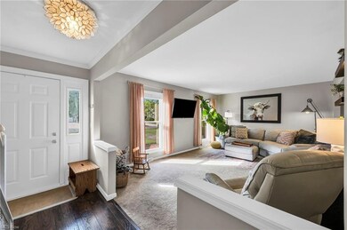 View of hardwood floored living room