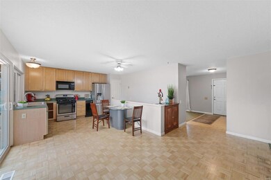 Another view of Kitchen with open space in hearth 