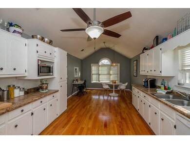 Kitchen with vaulted ceilings