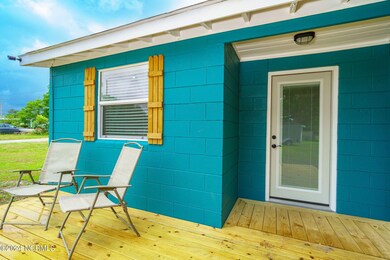 Open deck on back of home