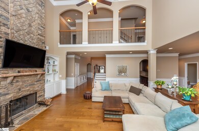Floor to ceiling bowed windows, Coffered ceilings,