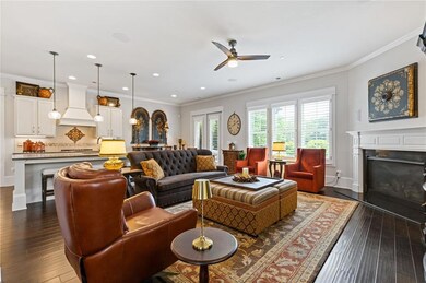 The great room is open to the kitchen - it offers 