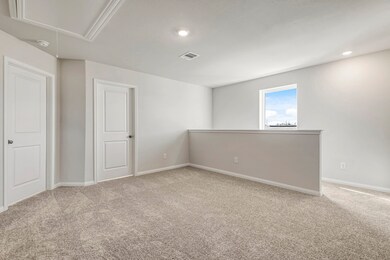 The area at the top of the stairs can be utilized