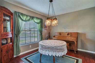 The formal dining room is being used as a music ro