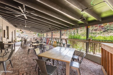 Outdoor seating facing Tombstone Cyn