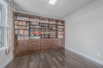Built in shelving in the office adds function as w