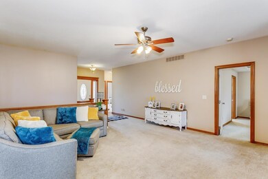 View from kitchen to front door with tile entry
