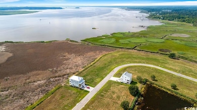 Aerial view of a nearby body of water