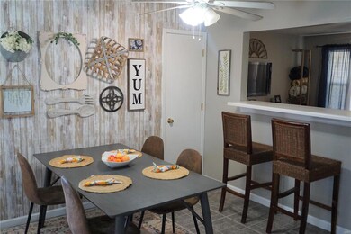 Eat in kitchen has a pantry and counter overhang t
