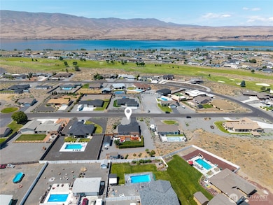Aerial view of home facing the Columbia River.