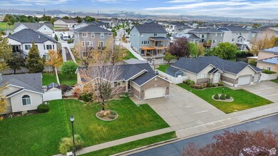 Aerial perspective of suburban area