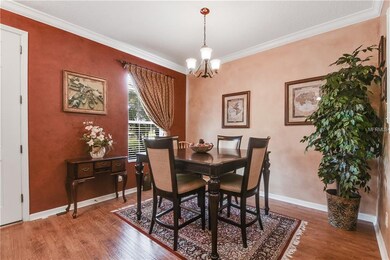 Elegant dining room with custom window treatments 
