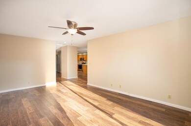 Living room with new ceiling fan