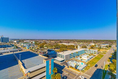 Drone / aerial view with a city view