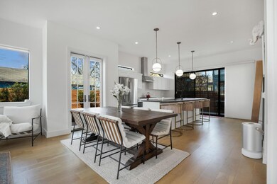 Dining space featuring light wood-style floors, r