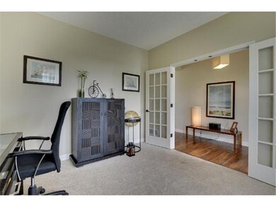 Sun filled office with French doors