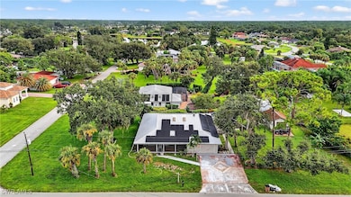 Aerial perspective of suburban area